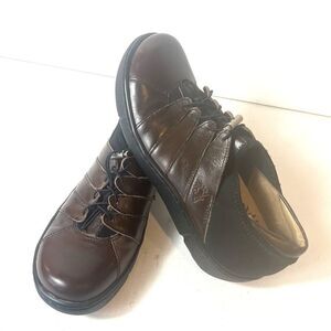 Kumfs Shoes Womens EU 36 US 5 Casual Oxford Drawstring Brown Leather/Lycra Flat